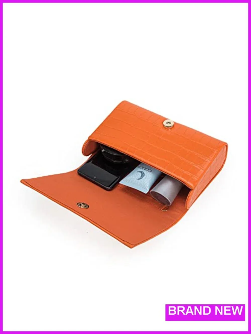 Crocodile Print PU Leather Clutch Handbag Structured Satchel with Chain Strap